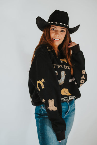 Coquette University of Wyoming Cowboy Crewneck - RUBY WYLD