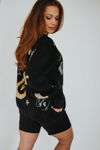 Coquette University of Wyoming Cowboy Crewneck - RUBY WYLD