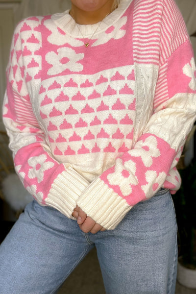 Pretty in Pink Patchwork Sweater