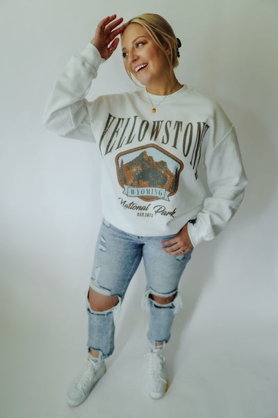 Yellowstone National Park graphic pullover. Vintage vibes. Super soft on the inside – fleece lined cotton. Oversized fit 