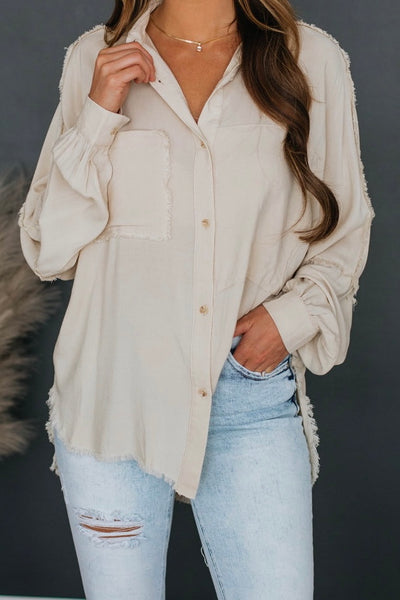 Ride or Die Button Down Top - Oat *1 LEFT*