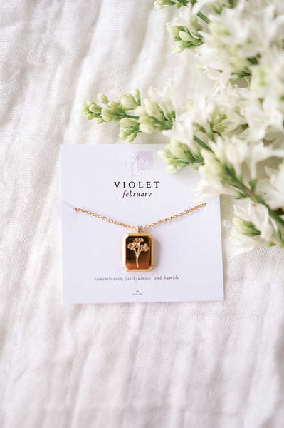 Birth Flowers Necklace February Violet (18K Gold)
