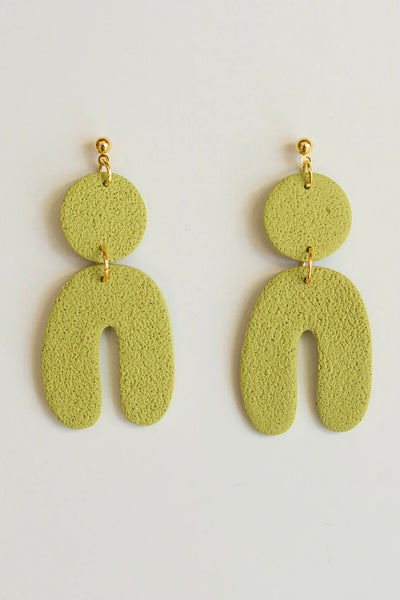 textured clay arch earrings.