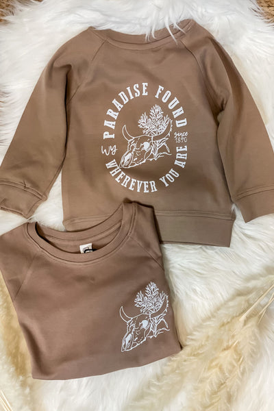 Paradise Found Wherever You Are Pullover - Truffle *KIDS’*