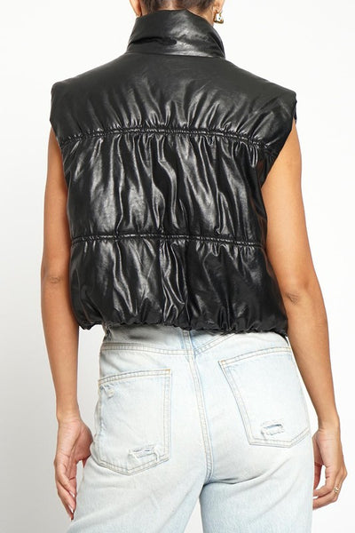 Faux Leather Puffer Vest *M LEFT*