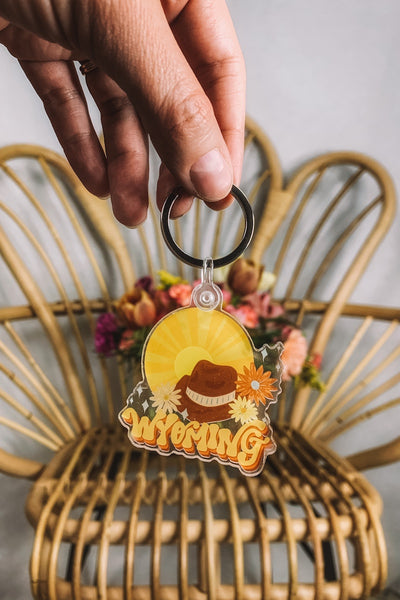 Wyoming Retro Vibes Keychain