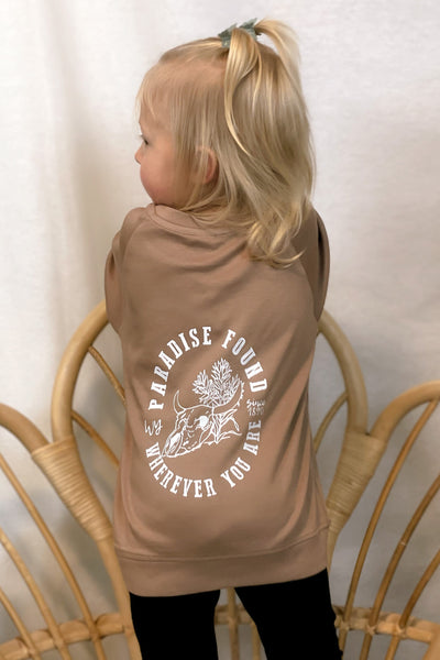 Paradise Found Wherever You Are Pullover - Truffle *KIDS’*
